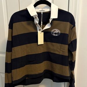 Point Women's Long Sleeve Rugby Shirt - Black and Brown